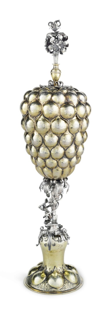 View full screen - View 1 of Lot 40. A German Parcel-Gilt Silver Cup and Cover (Traubenpokal), Michael Mullner, Nuremberg, Circa 1600.