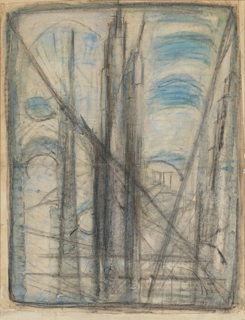 View full screen - View 1 of Lot 482. Study for New York Interpreted (Brooklyn Bridge).