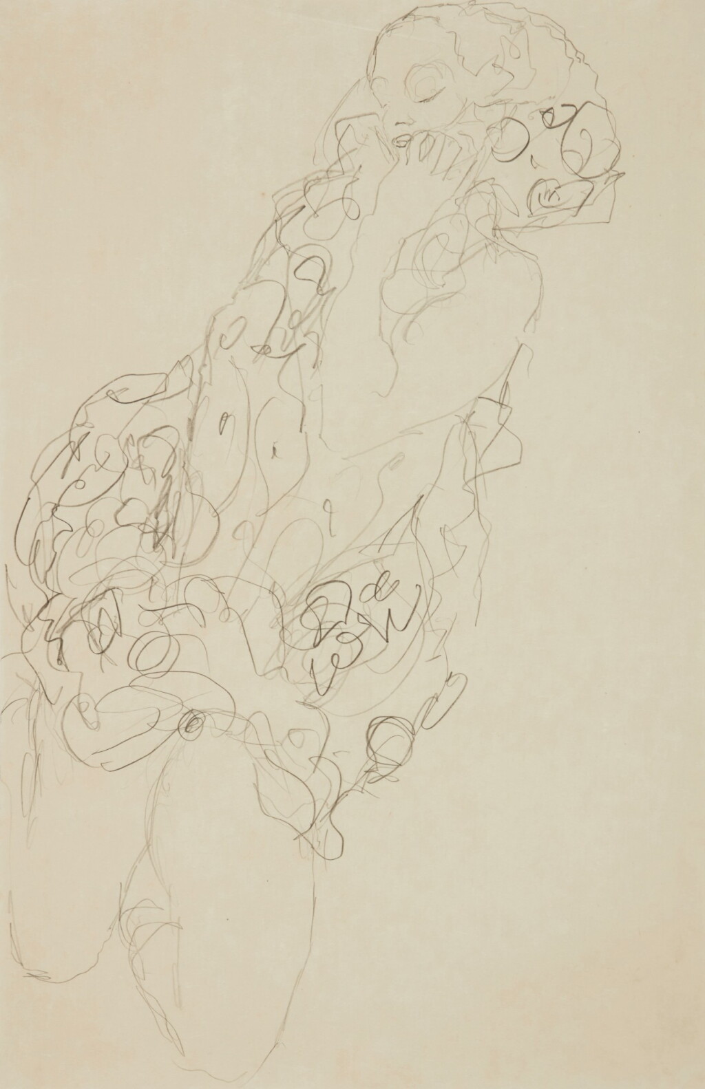 View full screen - View 1 of Lot 8. Kniender Halbakt, Studie for "Die Braut" (Kneeling Semi Nude, Study for "The Bride") .