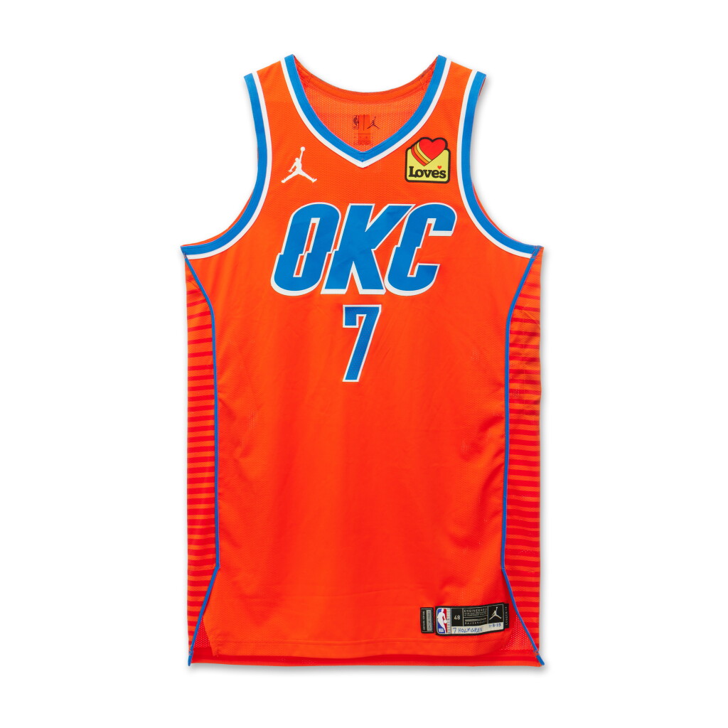 View full screen - View 1 of Lot 109. Chet Holmgren Oklahoma City Thunder 2023-2024 Game Worn Statement Edition Jersey.