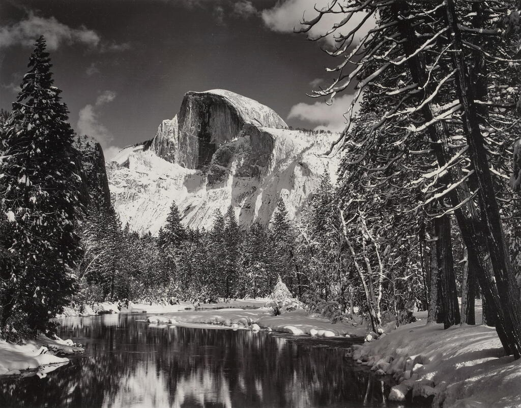 View full screen - View 1 of Lot 27. Half Dome, Merced River, Winter, Yosemite Valley.
