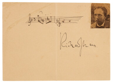 View full screen - View 1 of Lot 226. R. Strauss. Autograph musical quotation signed from "Till Eulenspiegel".