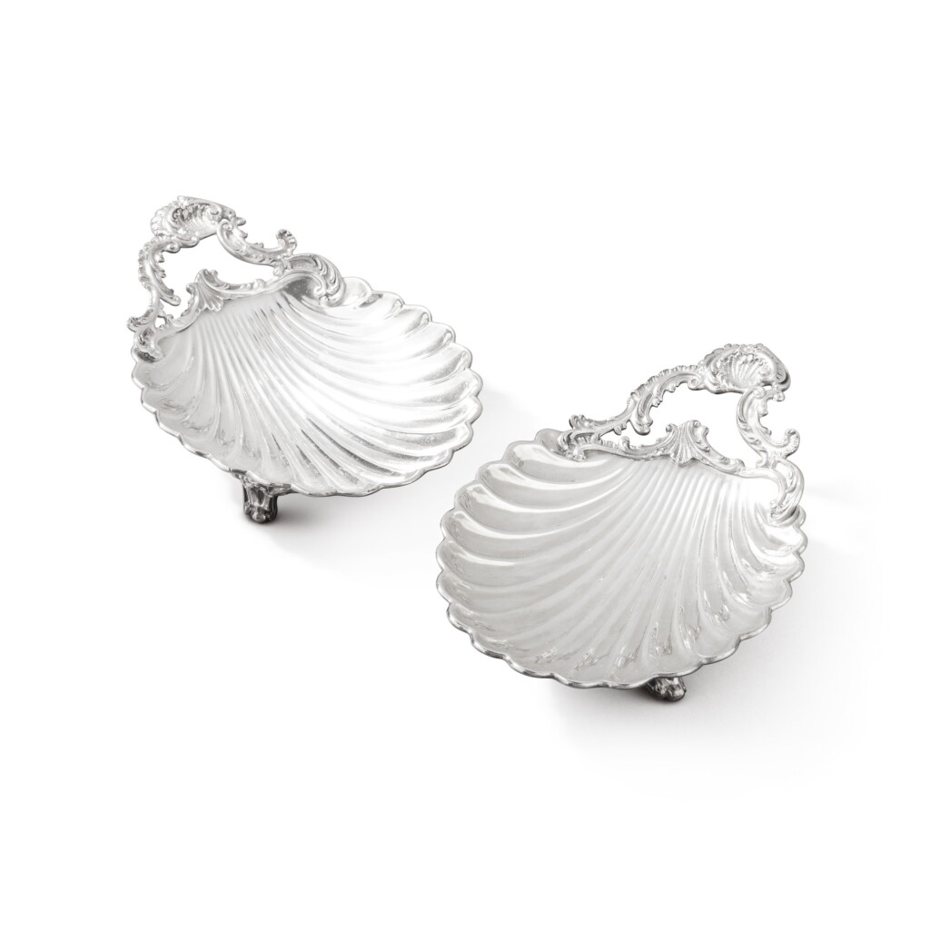 View full screen - View 1 of Lot 1331. A pair of French shell-shaped silver dishes, Pierre Gavard, Paris, circa 1925.