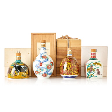 View full screen - View 1 of Lot 6311. Suntory Brandy Kutani Ceramic Decanter 40.0 abv NV (1 BT70, 1 BT66, 2 BT60).