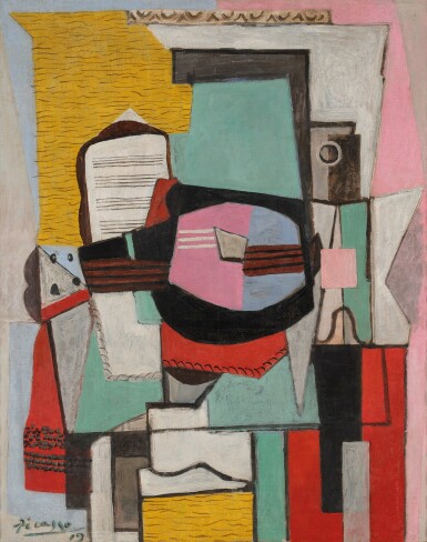 View full screen - View 1 of Lot 108. Guitare sur une table.