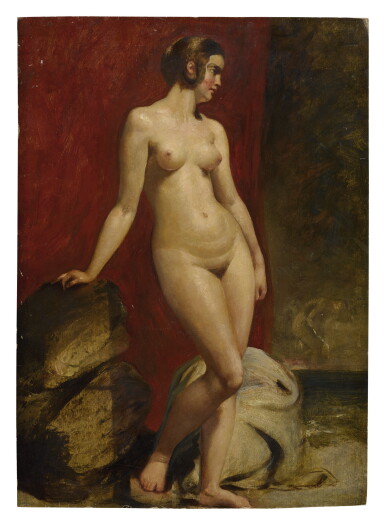 View full screen - View 1 of Lot 1116. WILLIAM ETTY, R.A. | A STUDY OF A STANDING FEMALE NUDE.