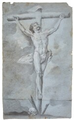 Recto: Christ on the Cross Verso: Study of a male nude, his arms raised