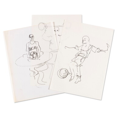 View full screen - View 1 of Lot 210. Three sketches of athletes.