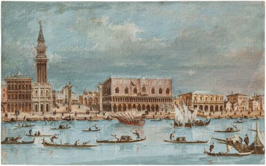 View full screen - View 1 of Lot 39. Two Views of Venice: A) Palazzo Ducale and the Riva degli Schiavoni B) San Giorgio Maggiore.