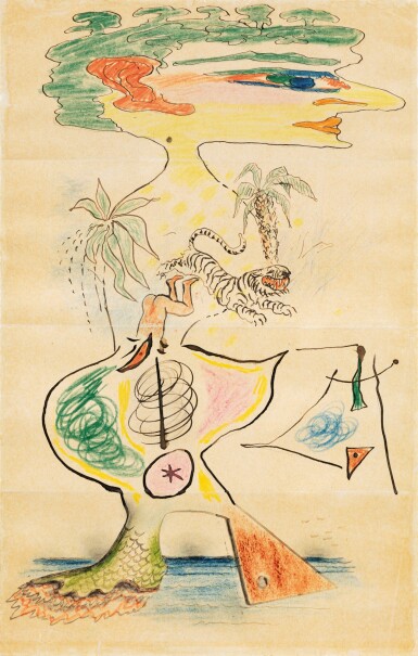View full screen - View 1 of Lot 42. YVES TANGUY, MAN RAY, MAX MORISE & JOAN MIRÓ | CADAVRE EXQUIS.