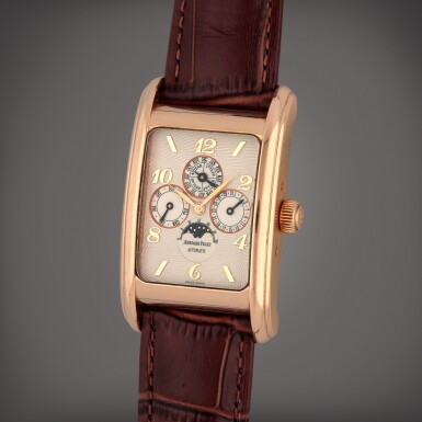 View full screen - View 1 of Lot 387. Edward Piguet Perpetual Calendar, Reference 25911OR | A pink gold perpetual calendar wristwatch with moon phases and leap year indication | Circa 1996.
