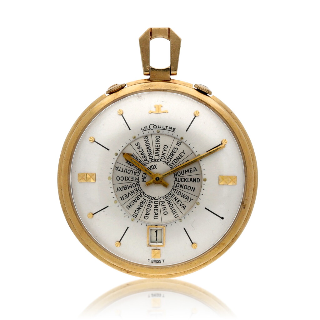 View full screen - View 1 of Lot 233. A 14ct gold open-faced world-time alarm watch Memovox made for the us market, circa 1970, no. 2075121.