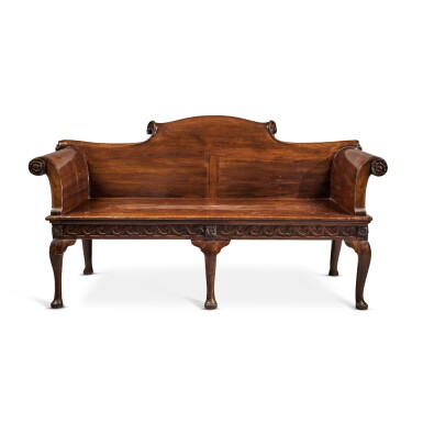 View full screen - View 1 of Lot 23. A George II Mahogany Hall Bench, Circa 1740.