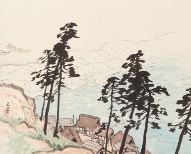 View full screen - View 1 of Lot 2123. Kawai Gyokudo (1873-1957), Wind Through the Pines, Voice of the Tide (Shorai chosei), Showa period, mid-20th century | 川合玉堂 松籟潮聲 昭和時代 20世紀半ば.