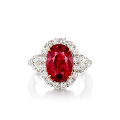 View full screen - View 1 of Lot 1808. Ruby and Diamond Ring | 5.01克拉 天然「莫桑比克」未經加熱紅寶石 配 鑽石 戒指.