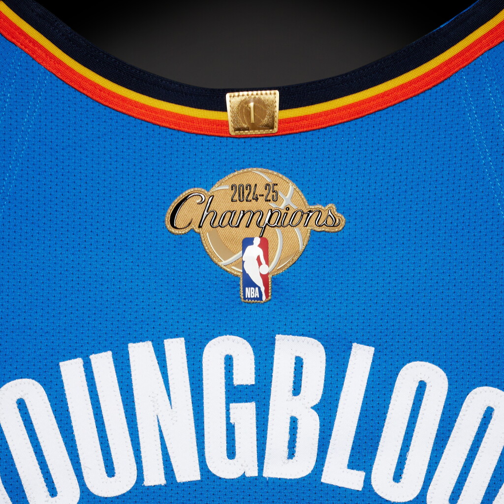 View full screen - View 1 of Lot 18. Chris Youngblood ‘Rookie Debut’ Oklahoma City Thunder 2025-2026 NBA Tip-Off Game Issued Icon Edition Jersey | Probable Wear | 2024-25 Championship Patch .