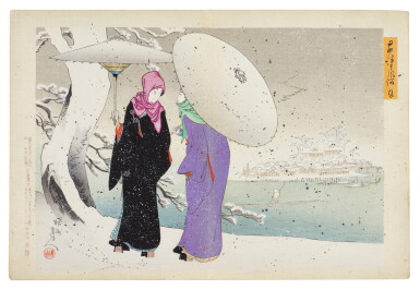 View full screen - View 1 of Lot 83. MIZUNO TOSHIKATA (1866-1908) THREE WOODBLOCK-PRINTED ALBUMS, MEIJI PERIOD (LATE 19TH CENTURY).