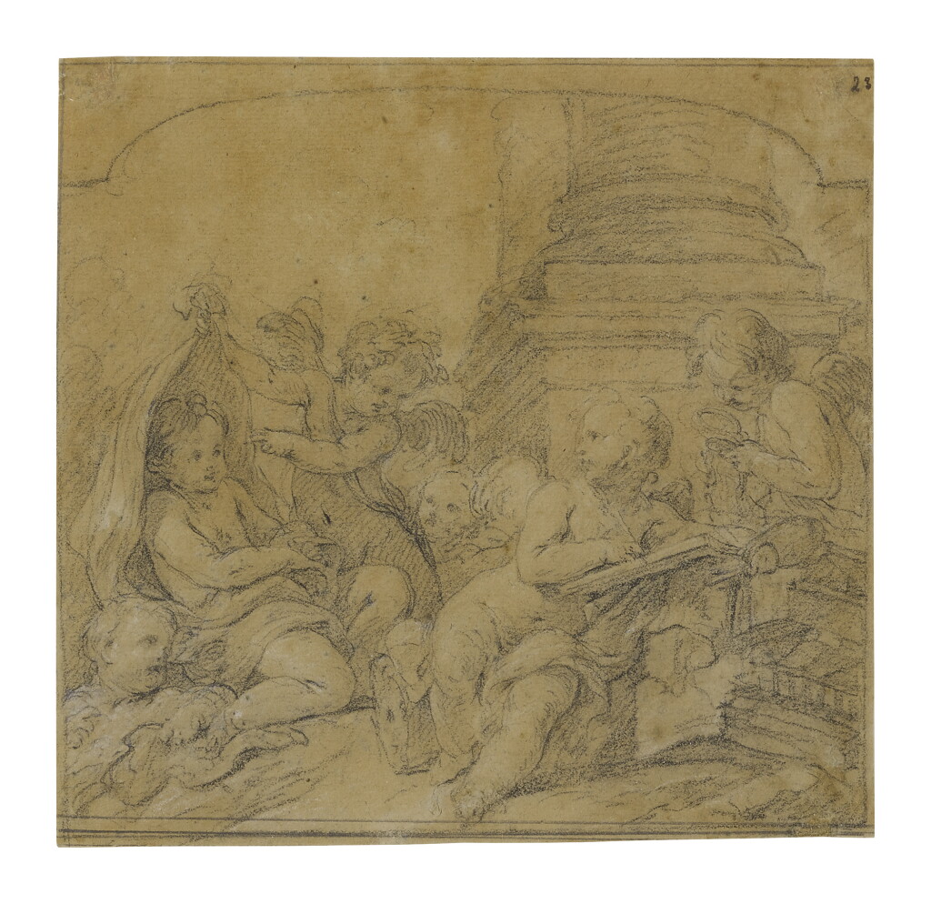 View full screen - View 1 of Lot 236. FRANÇOIS LE MOYNE | AN ALLEGORY OF DRAWING.