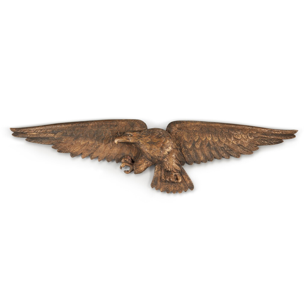 View full screen - View 1 of Lot 1541. Very Fine Carved, Parcel-Gilt, and Polychrome Paint-Decorated Pine American Eagle, Late 19th Century.