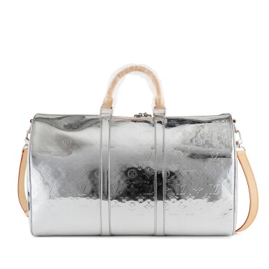 View full screen - View 1 of Lot 1078. Virgil Abloh Silver Mirror Monogram Canvas Keepall Bandoulière 50 Silver Hardware, 2021.