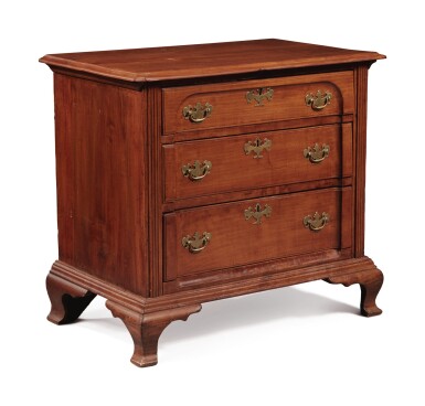 View full screen - View 1 of Lot 66. Rare Chippendale Diminutive Cherrywood Reverse-Block-Front Chest of Drawers, Connecticut, circa 1790.