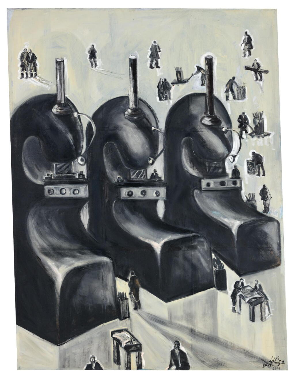 View full screen - View 1 of Lot 70. FATHI AFIFI | FACTORY MACHINES IN GREY.