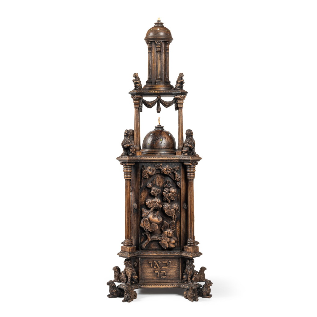 View full screen - View 1 of Lot 18. A Carved Wood Torah Ark, Possibly American, Signed Monogram GLL, Mid 20th Century.