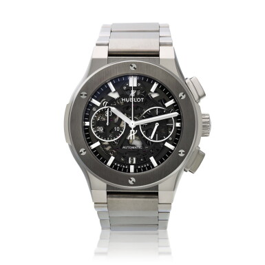 View full screen - View 1 of Lot 302. Reference 528.NX.0170.NX Classic Fusion Aerofusion | A titanium automatic skeletonized chronograph wristwatch with bracelet, Circa 2017.