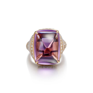 View full screen - View 1 of Lot 1698. Amethyst, Mother-of-Pearl and Diamond Ring | 寶格麗 | 紫水晶 配 貝母 配 鑽石 戒指.
