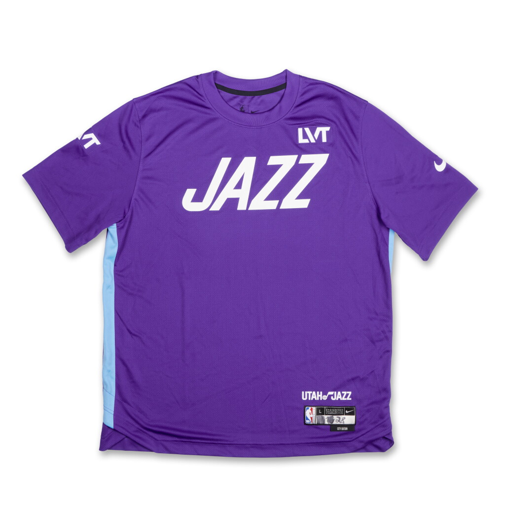 View full screen - View 1 of Lot 268. Brice Sensabaugh Utah Jazz 2024-2025 Game Worn City Edition Warmup Top.