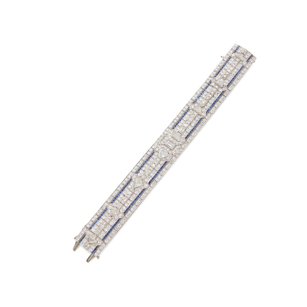 View full screen - View 1 of Lot 142. Diamond and Synthetic Sapphire Bracelet.