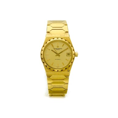 View full screen - View 1 of Lot 1048. VACHERON CONSTANTIN | REF 46003 222, A YELLOW GOLD AUTOMATIC BRACELET WATCH WITH DATE, CIRCA 1978 | 江詩丹頓 |46003 222型號黃金自動上鏈鍊帶腕錶備日期顯示,年份約1978.