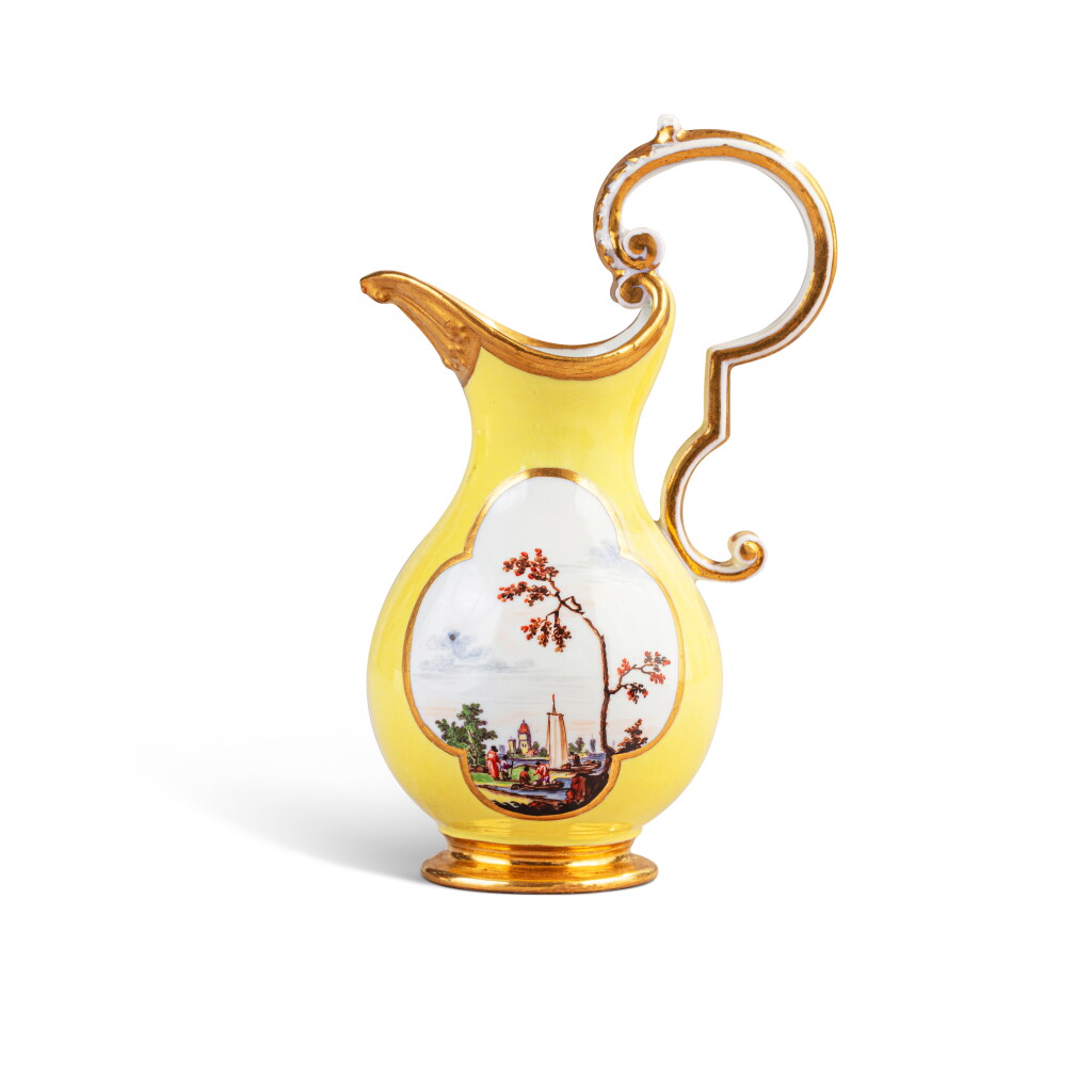 View full screen - View 1 of Lot 668. A Meissen porcelain yellow-ground milk jug, circa 1735.