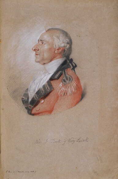 View full screen - View 1 of Lot 43. JOHAN JOSEPH ZOFFANY, R.A. | PORTRAIT OF MAJOR-GENERAL CLAUDE MARTIN (1735-1800), IN PROFILE.