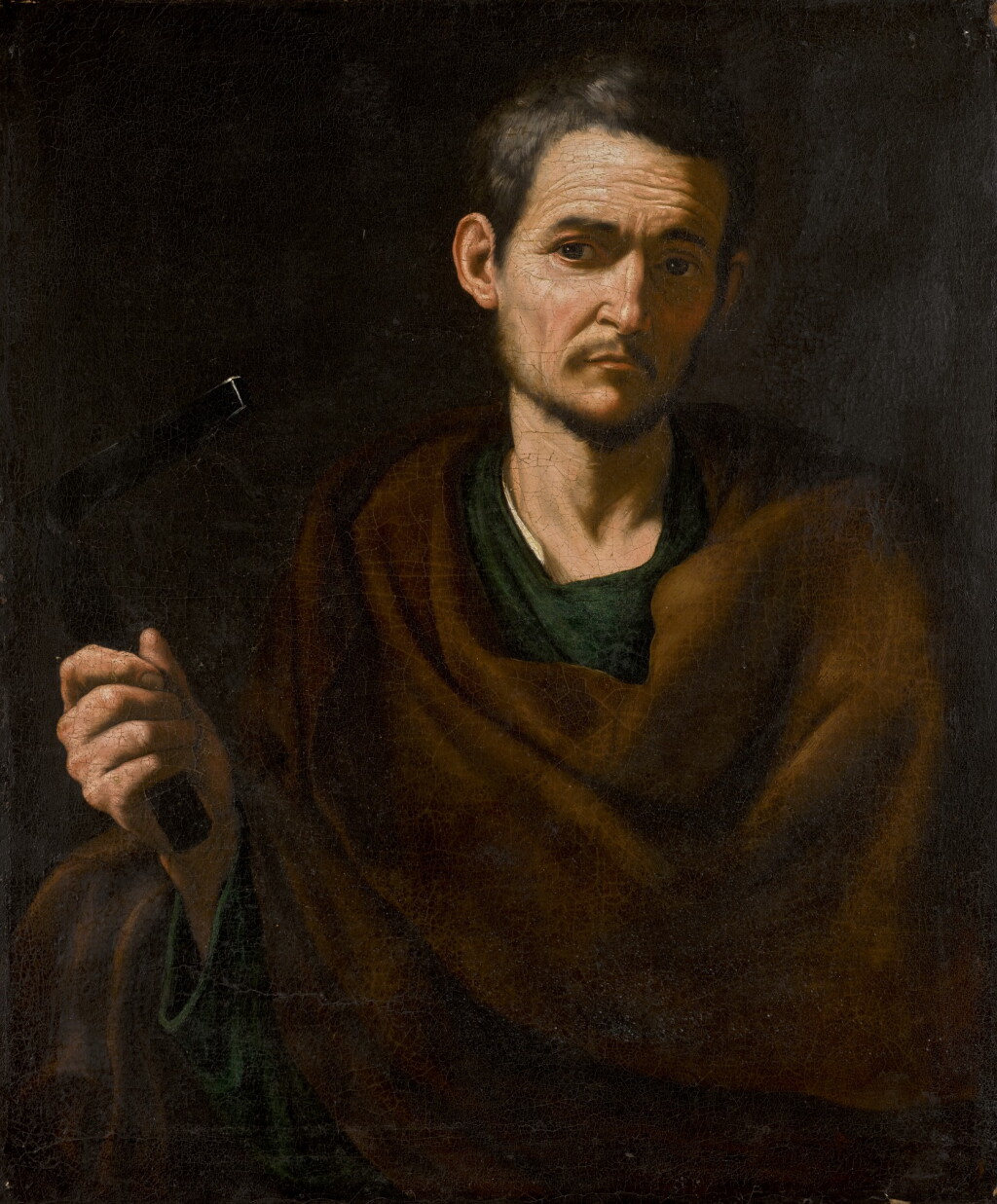 View full screen - View 1 of Lot 20. STUDIO OF JUSEPE DE RIBERA, CALLED LO SPAGNOLETTO | Saint Philip, half-length, holding a crucifix.