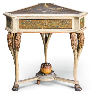 View full screen - View 1 of Lot 41. AN UNUSUAL NORTH ITALIAN PAINTED CENTRE TABLE, LATE 18TH/EARLY 19TH CENTURY.