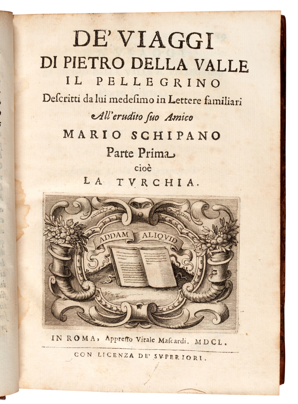 View full screen - View 1 of Lot 226. Pietro della Valle | Viaggi, Rome, 1650-1663, 4 volumes, speckled calf.