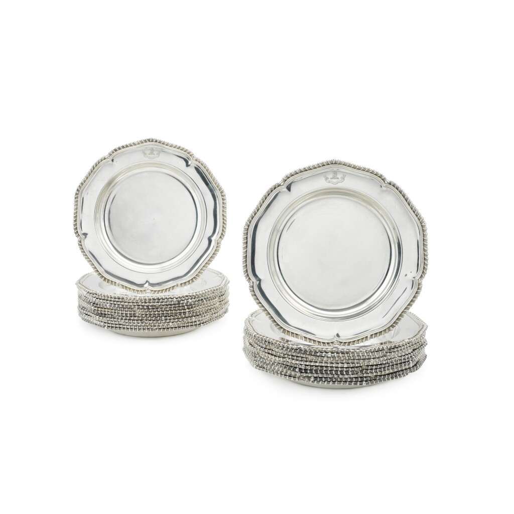 View full screen - View 1 of Lot 190. A set of twenty-four Victorian silver soup plates, Carrington & Co., London, 1894.
