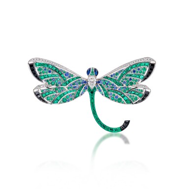 View full screen - View 1 of Lot 276. 'Émeraude en Majesté', Emerald, Sapphire, Spinel and Diamond Brooch | 梵克雅寶 | 'Émeraude en Majesté' 祖母綠 及 藍寶石 配 尖晶石 及 鑽石 胸針.