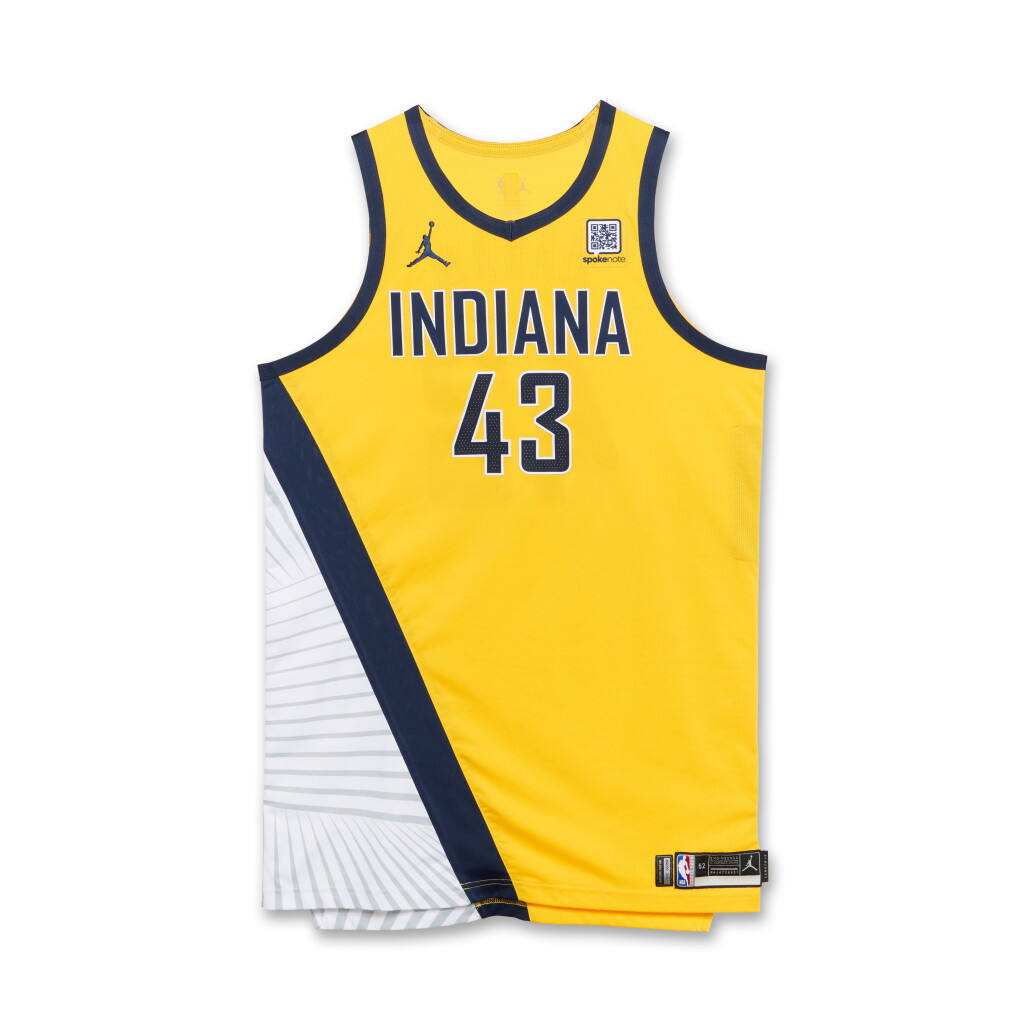 View full screen - View 1 of Lot 12. Pascal Siakam Indiana Pacers 2024-2025 Emirates NBA Cup Game Worn Statement Edition Jersey.