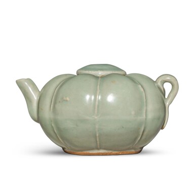 View full screen - View 1 of Lot 9. A small 'Longquan' celadon-glazed melon-form teapot and cover, Southern Song dynasty.