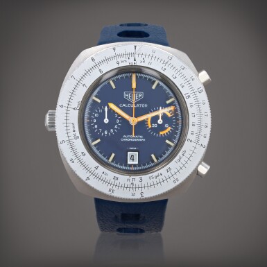 View full screen - View 1 of Lot 451. Calculator, reference 110.633 Montre bracelet chronographe en acier avec date | Stainless steel chronograph wristwatch with date Vers 1970 | Circa 1970.