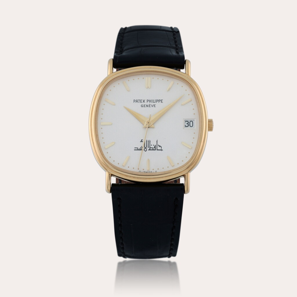 View full screen - View 1 of Lot 225. Golden Circle, Reference 3734 | A yellow gold wristwatch made for Hafez Al-Assad | Circa 1984.