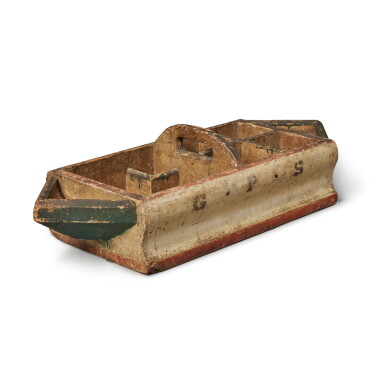 View full screen - View 1 of Lot 350. American Polychrome-Paint-Decorated Poplar Cobblers Tray, Late 19th or Early 20th Century.
