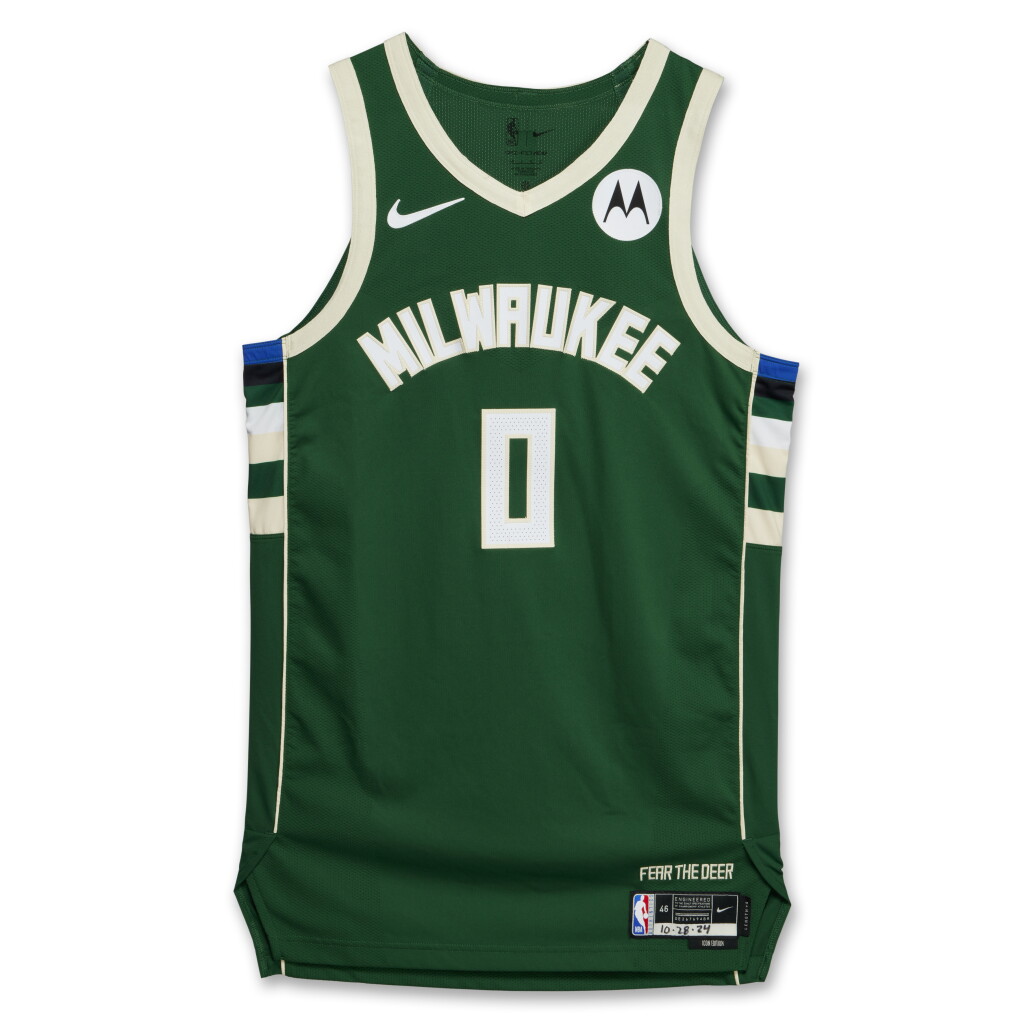 View full screen - View 1 of Lot 141. Damian Lillard Milwaukee Bucks 2024-2025 Game Worn Icon Edition Jersey .