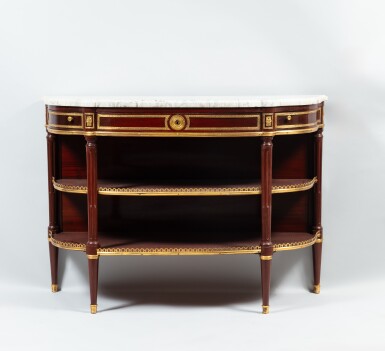 View full screen - View 1 of Lot 181. A Louis XVI gilt-bronze mahogany console table, circa 1785 .