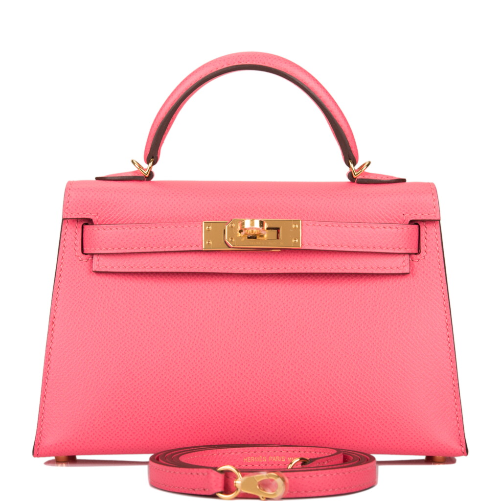 View full screen - View 1 of Lot 168. Hermès Rose Azalee Sellier Mini Kelly II 20cm of Epsom Leather with Gold Hardware.