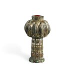A silver, gold and hardstone-inlaid bronze staff finial, Eastern Zhou dynasty, Warring States period 東周戰國 銅錯金銀嵌寶石杖首