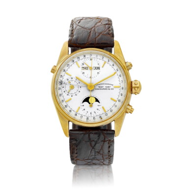 View full screen - View 1 of Lot 8221. Navy Master | A yellow gold triple calendar chronograph wristwatch with moon phases, Circa 1987 | Navy Master | 黃金全日曆計時腕錶,備月相顯示,約1987年製.