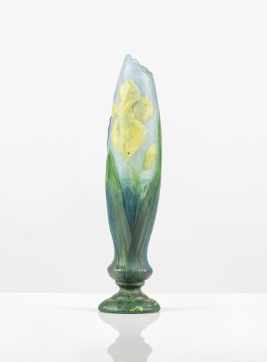 View full screen - View 1 of Lot 38. Iris jaune et violet vase, circa 1900.